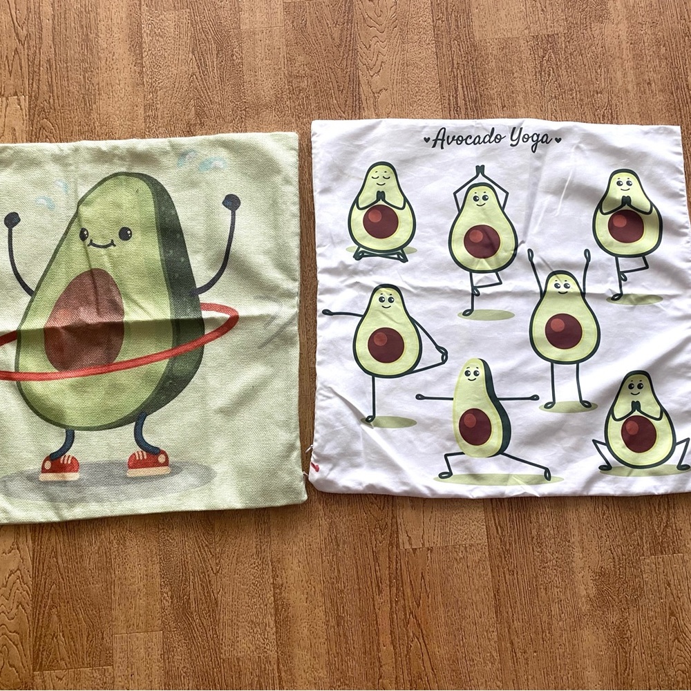 Avocado Theme Decorative Throw Pillow Covers 17x17 Inch- Lot of 2